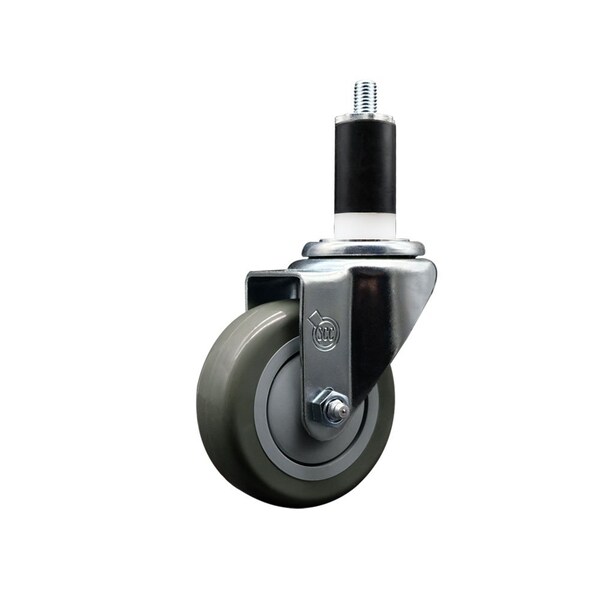 3.5'' Gray Poly Wheel Swivel 1-3/8'' Expanding Stem Caster